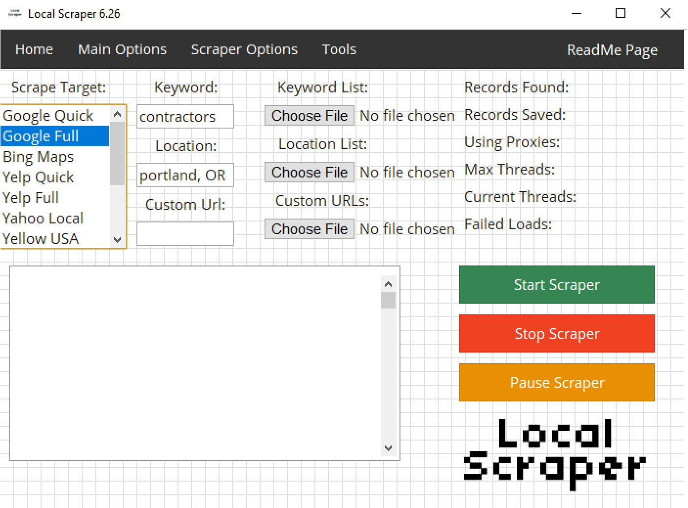 Local Scraper Screen Shot