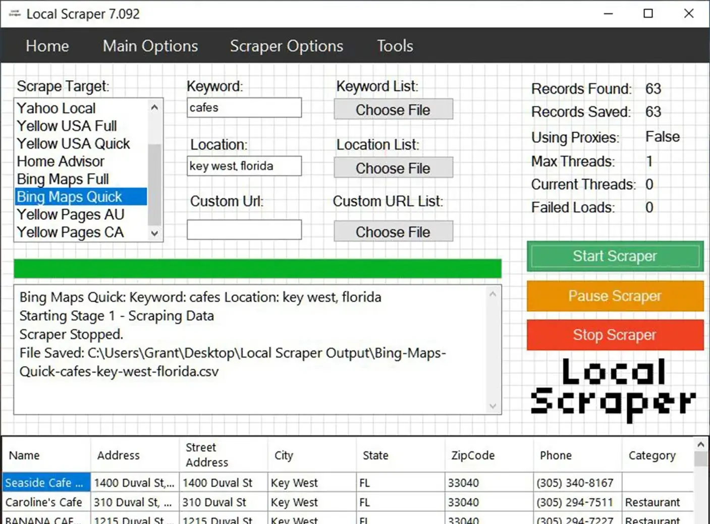 Local Scraper Screen Shot