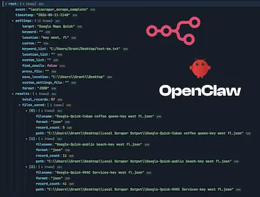 Sample JSON Webhook Screen Shot