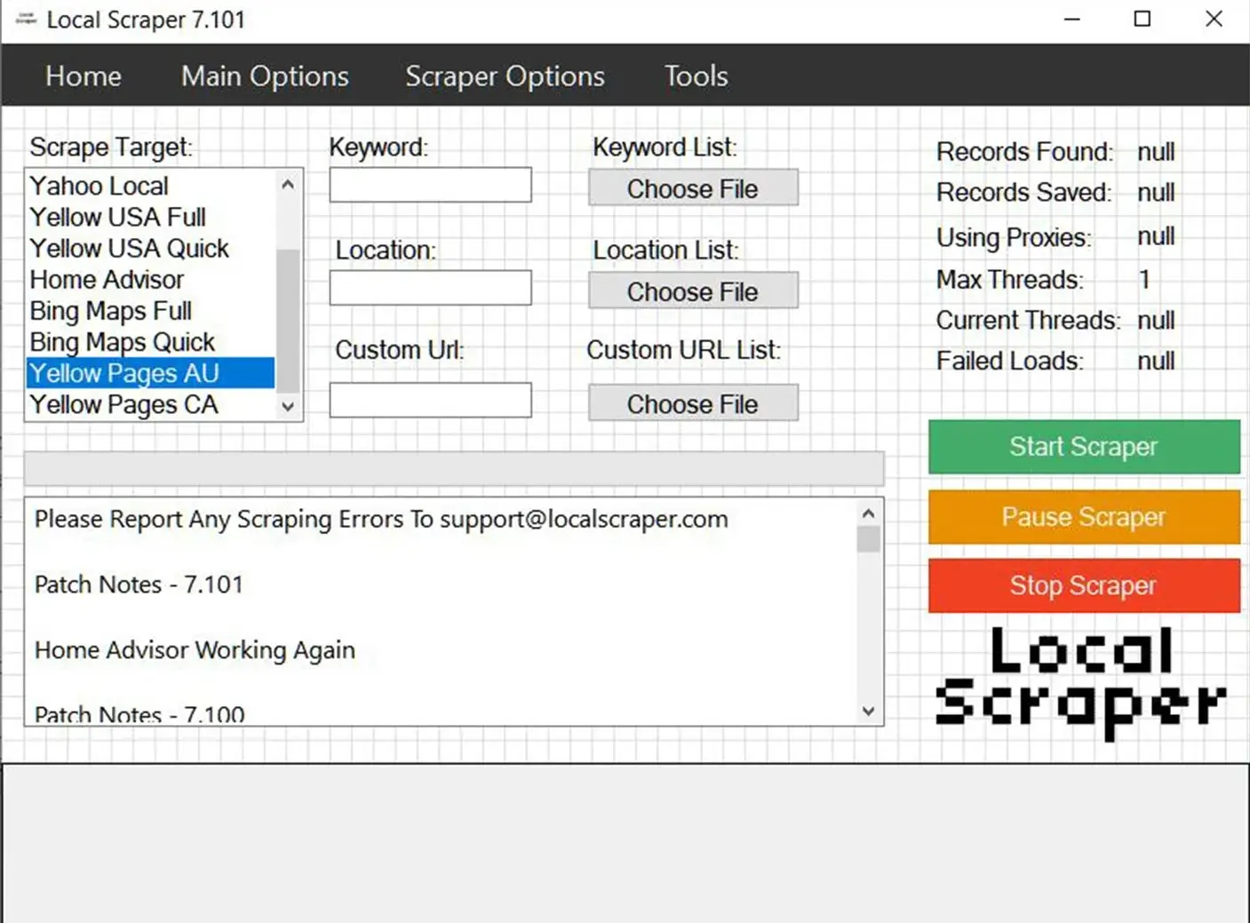 Local Scraper Screen Shot